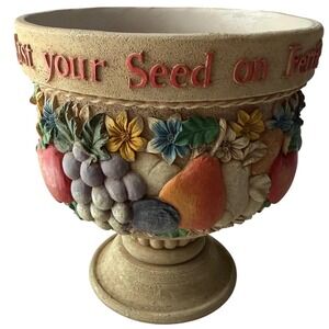 Vintage Jim Shore Garden Artistry Planter Fruit Urn‎ 2001 Enesco 957034